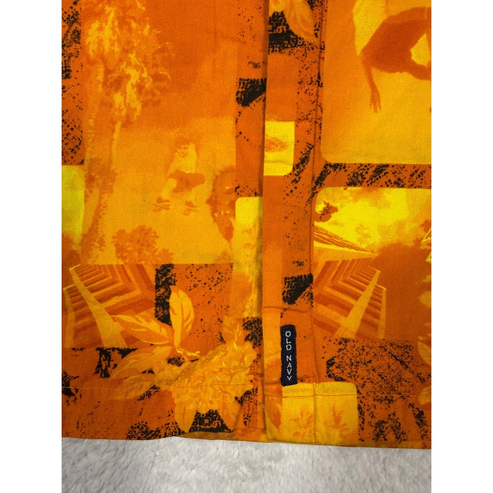 Old Navy Button Down Shirt Boys 8 Orange Good Vintage Skater Surf Graphic Y2K - Picture 10 of 11